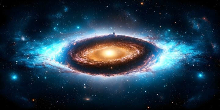 A vibrant galaxy with swirling arms of stars and gas surrounding a bright central core, set against a deep space backdrop. Concept Vibrant Galaxy, Swirling Arms, Stars and Gas, Bright Central Core