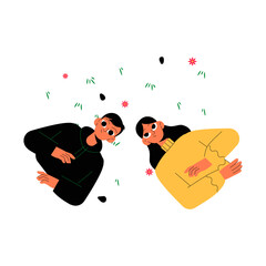 Couple Lying On Grass In Flat Vector Illustration Symbolizing Relaxation, Love, And Nature Connection, Isolated On White Background