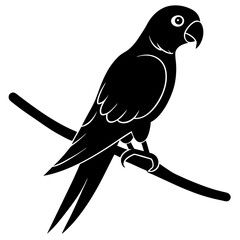 Green Parrot on a Branch Vector - SVG, EPS, AI File Download