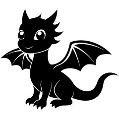 Cute Baby Dragon Vector Silhouette - SVG, EPS, AI File Download