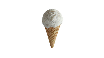 A delicious ice cream cone featuring a creamy white scoop atop a crunchy waffle cone, perfect for warm summer days.