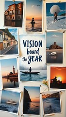 Fototapeta premium collage of photos for vision board for the new year