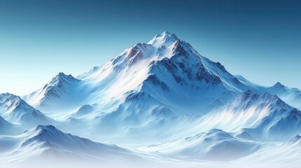 Obraz premium A serene mountain landscape covered in snow, under a clear blue sky, conveying tranquility and natural beauty.