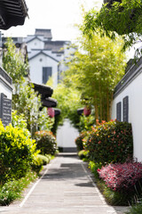 Empty path outside the residential buildings
