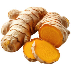 Turmeric Ginger isolated on transparent  background