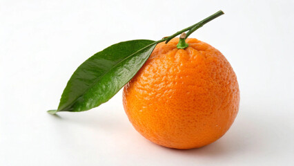 Ripe, juicy tangerines with green leaves, a burst of citrus freshness, on white background