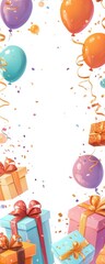 Obraz premium Joyful birthday celebration with colorful gifts and balloons in a festive atmosphere