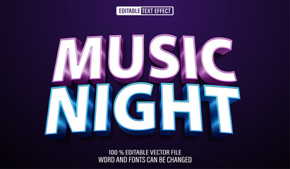 Editable 3d text style effect - Music Night Bold text effect Template