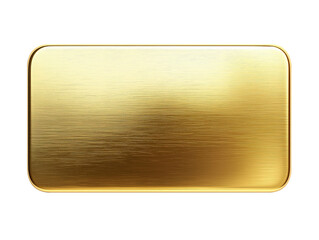 Rectangular gold metal plate with a smooth polished on transparent backgrounds 