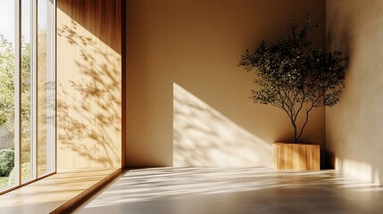 Natural light highlights minimalist interior design modern space serenity