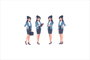 Obraz premium Businesswoman Character Poses Set Featuring Confident Stances, Woman Professional Gestures, And Dynamic Postures, Perfect For Showcasing Competence And Leadership.