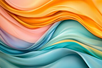 Obraz premium Abstract art featuring flowing pastel colors. Shades of blue, orange, and pink blend seamlessly.