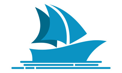 blue ship logo vector