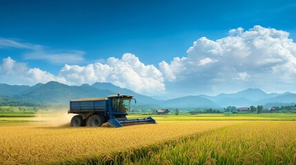 Obraz premium combine harvester on field