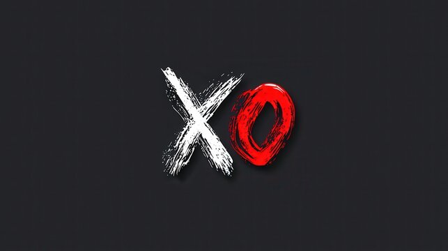 Handwritten XO with Red Lipstick Marks on a Simple Dark Background
