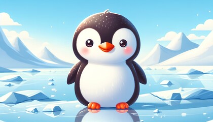 Cute Penguin on Iceberg