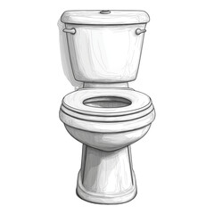 Classic Toilet Design: A detailed sketch of a traditional high-tank toilet, showcasing its elegant design and classic lines. The drawing highlights the toilet's structure and components.