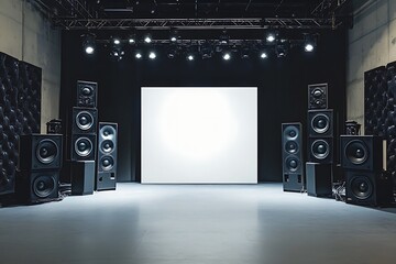 Fototapeta premium Empty Auditorium with Blank Projection Screen Ready for Presentation