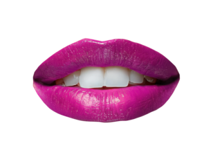 Sexy female lips with pink lipstick isolated on white