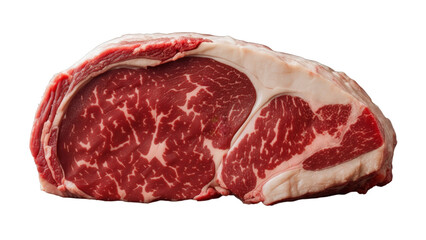 Obraz premium Premium Marbled Ribeye Steak Cut - Perfect for Grilling and Gourmet Meals, isolated on transparent background, White background.