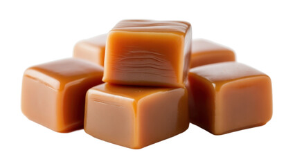 Smooth Caramel Cubes - Sweet and Buttery Treats , isolated on transparent. 