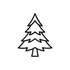 Christmas tree icon. Black Christmas tree outline vector illustration isolated on white background