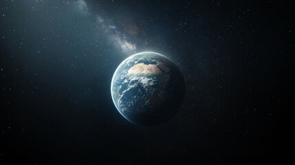 Obraz premium Captivating Wide-Angle View of Earth Against Milky Way Cosmic Landscape Outer Space Astronomical Perspective