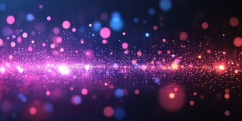 Colorful abstract pattern with glowing lights and sparkles in dark background at night
