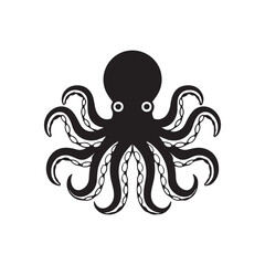 Octopus icon. Black Octopus icon on white background. Vector illustration
