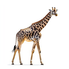 Fototapeta premium Giraffe standing on a white background