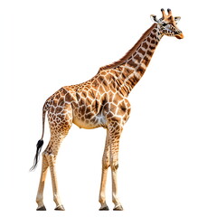 Fototapeta premium Giraffe standing on a white background