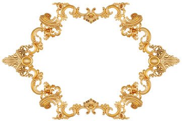 Golden frame on transparent background, cut out, 3D render

