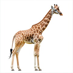 Naklejka premium Giraffe standing on a white background