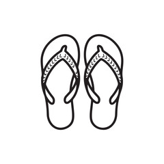Slippers icon. Black Slippers outline vector illustration isolated on white background