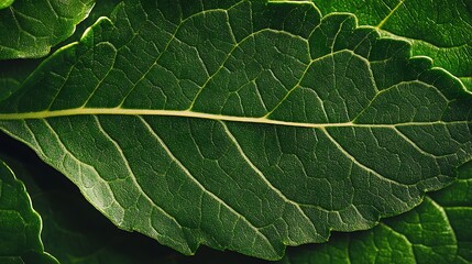Fototapeta premium Emerald Leaf Macro Photography: Unveiling Nature's Intricate Beauty