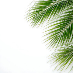 Fototapeta premium Tropical Palm Fronds on White Background Summer Image. Palm Sunday
