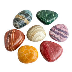 Naklejka premium Set of colorfull pebbles png transparent cut out social media post ad high quality web banner poster 