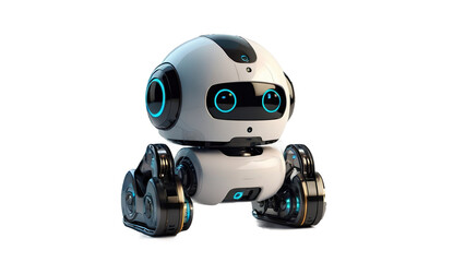 Cute Mini ai robot isolated on transparent background