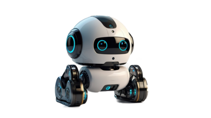 Cute Mini ai robot isolated on transparent background