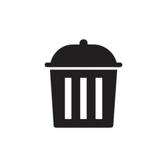 Trash can icon. Black Trash can icon on white background. Vector illustration