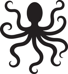Silhouette vector illustration of a flat octopus art in black color with a white background