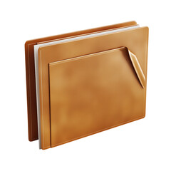Brown Folder with Document and Clipped Paper Inside Isolated on transparent background