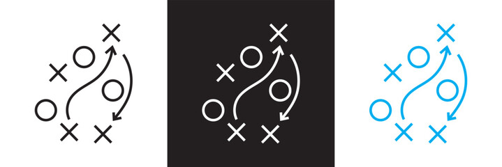 Soccer game strategy and tactic plan line icon. isolated on white and black background. vector illustration. EPS 10 © KD Vector Studio