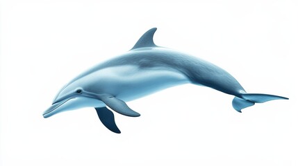 Obraz premium A dolphin gliding underwater, isolated on a clean white backdrop,