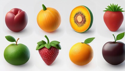 Naklejka premium 3d rendering of fruits on white background