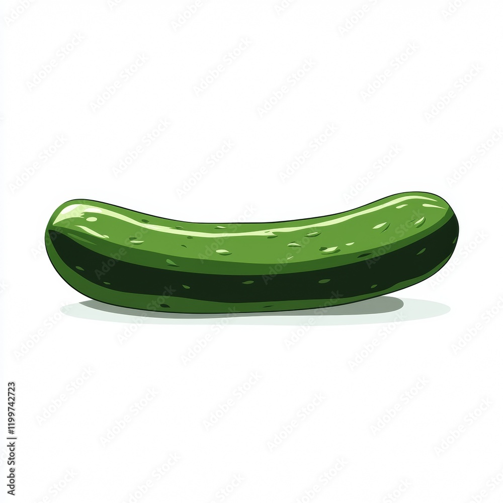 Poster a single green cucumber isolated on white background