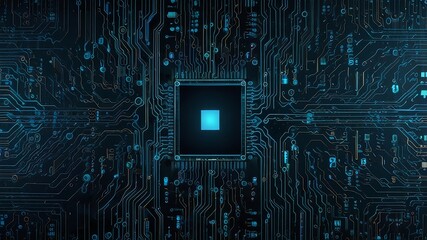 Quantum computer technologies concept. Futuristic blue circuit board background vector. Modern technology circuit board texture background design. Waves flow. Quantum explosion ...
