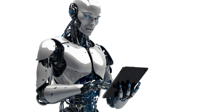 Cute Mini ai robot isolated on transparent background