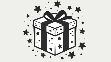 Exclusive Benefits Icon in Black and White - Gift Box Concept