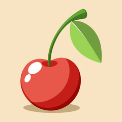 vector illustration of a red apple cherry
